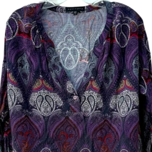 Anthropologie Sanctuary Paisley Print Tunic Top Long Sleeve Shirt Sz Large NWOT - Picture 3 of 10